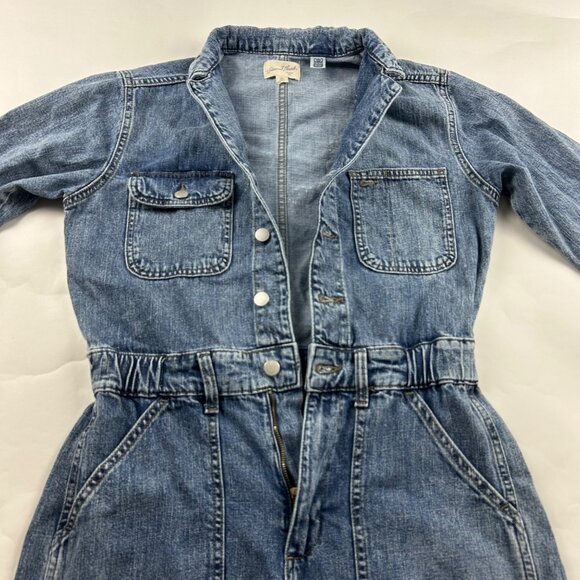 Universal Thread Denim Long Sleeve Button Front Straight Leg Jumpsuit 6R - Picture 4 of 9